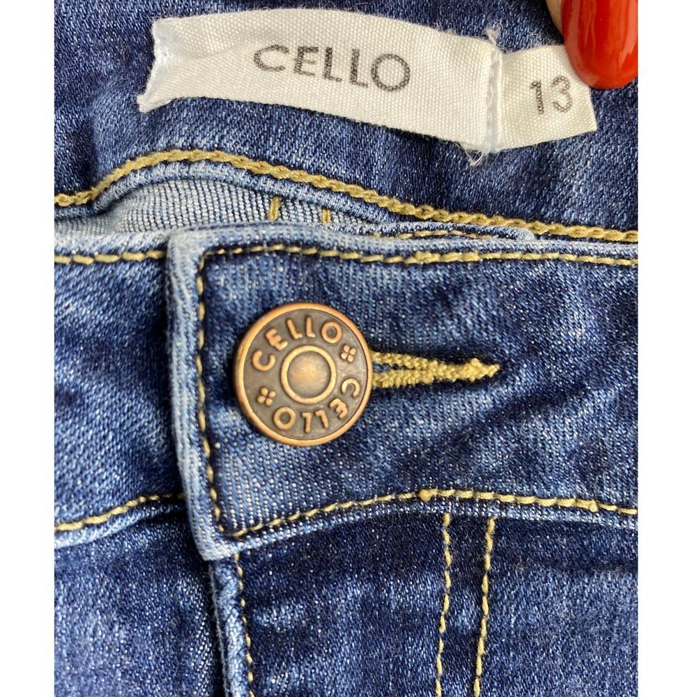 Cello Jeans Juniors 13 Distress Skinny High Rise Medium Wash Denim Stretch - Picture 4 of 12